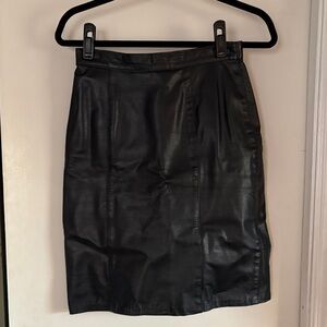 Genuine Black Leather Skirt